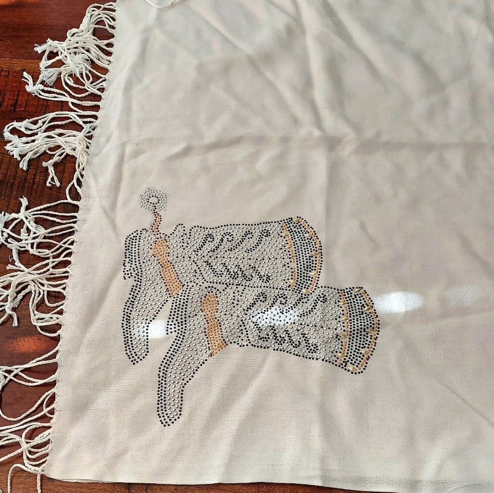 Pashmina scarf shawl wrap cowgirl hat and boot